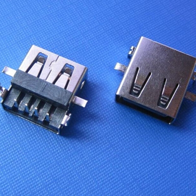 USB A type 沉板 DIP型 (焊脚:DIP, 外壳:前贴后插)