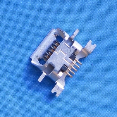 micro USB 5pin female B type沉板 1.27mm SMT 带卷边