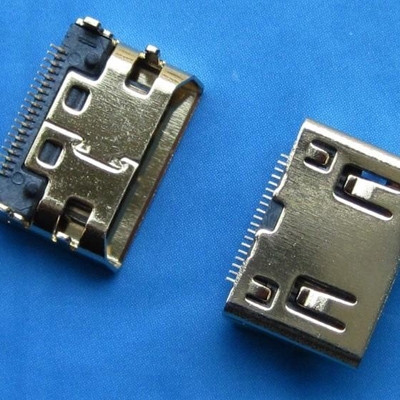 HDMI C TYPE 母座 SMT型 (外壳DIP中心距3.5mm) 斜口