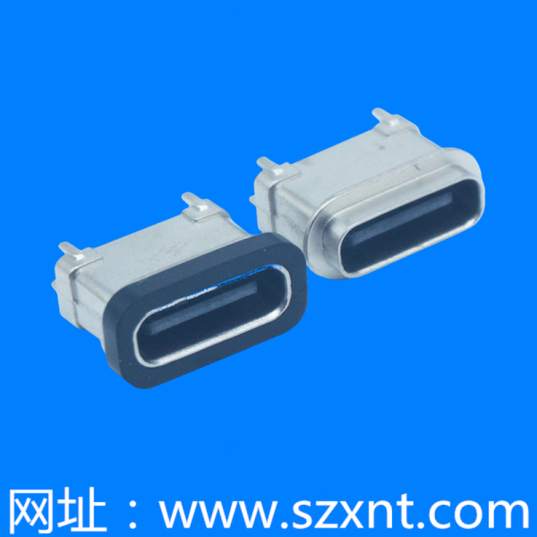 TYPE-C 24P 立贴防水母座 单筋 H=6.68,7.5MM