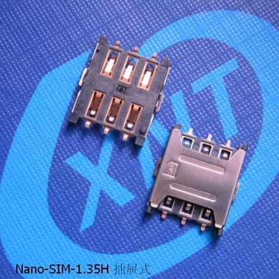 SIM card holder NanoSim push-pull 6pin (1.35H)